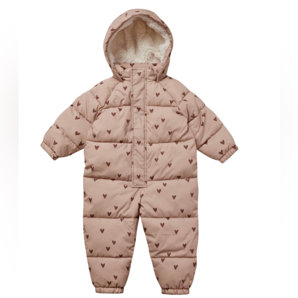 Rylee + Cru Puffer One-Piece - Hearts - 6-12months